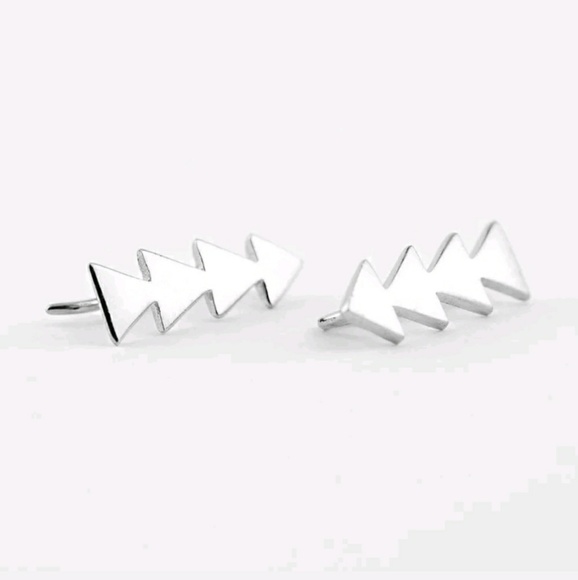 Silver or Gold Ear Climber Chevron Earrings - Picture 3 of 4